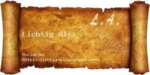 Lichtig Aliz névjegykártya